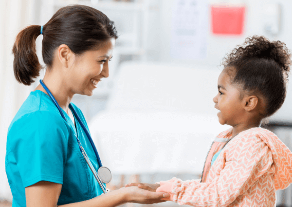 nurse practitioner and young patient