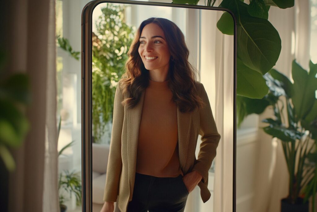 telehealth psychiatrist emerging from a phone screen to your home