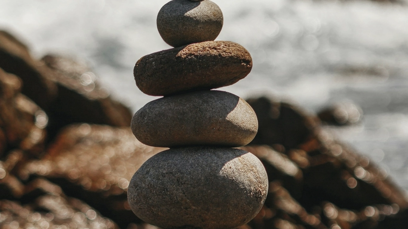 Pile of rocks on the beach